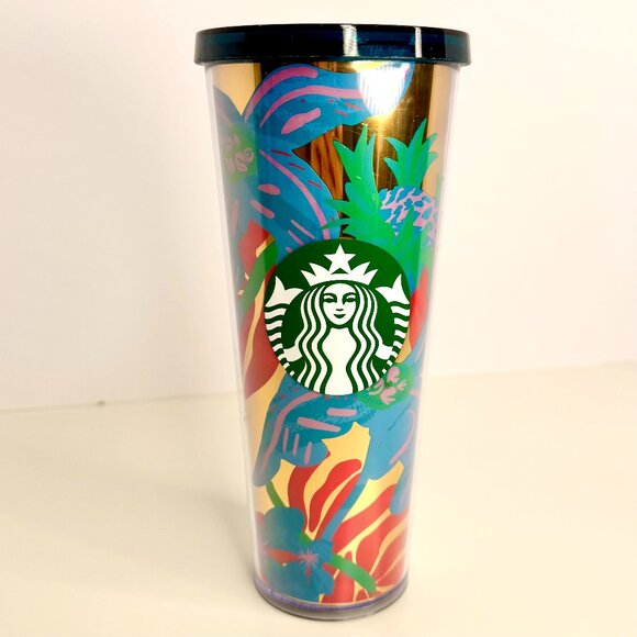 Starbucks 2022 Summer Forest Dream Aqua Terra Floral 24 oz Venti Tumbler‎ - Picture 1 of 2